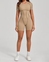 3D Panel Open-Back Athletic Yoga Jumpsuit