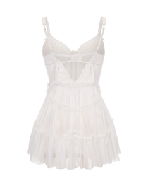 Underwire Push-Up Mesh Lace Spliced Fitted Nightgown