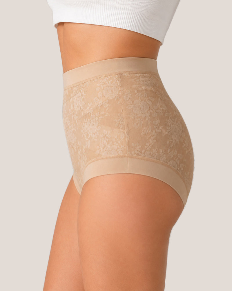 4-Pack High Waist Front Crossover Floral Lace Breathable Panties Secondary image