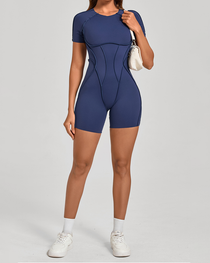 3D Panel Open-Back Athletic Yoga Jumpsuit