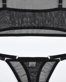 Sexy Solid Color Sheer Mesh Lingerie Set