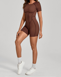 3D Panel Open-Back Athletic Yoga Jumpsuit