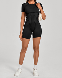 3D Panel Open-Back Athletic Yoga Jumpsuit
