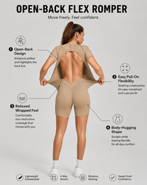 3D Panel Open-Back Athletic Yoga Jumpsuit