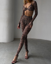 Sexy Zebra Print 4-Piece Lingerie Set