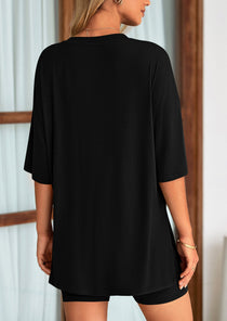 Women's Two-Piece Casual Sports Loose Shirt Cycling Shorts Suit
