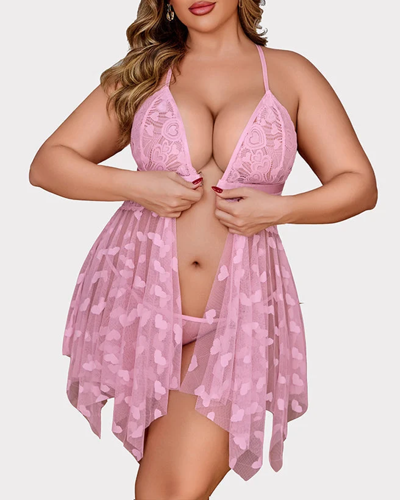 Sexy Heart Cutout Lace Front-Closure Nightdress Secondary image