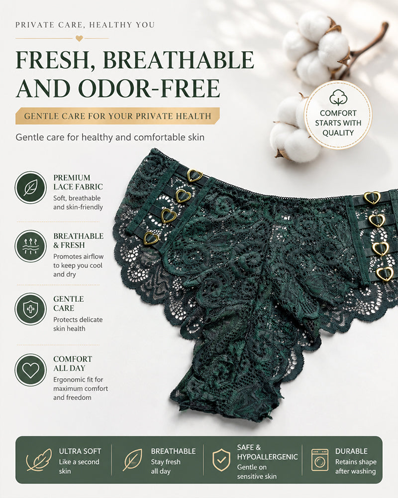5-Pack Sexy Lace Breathable Heart Cutout Panties