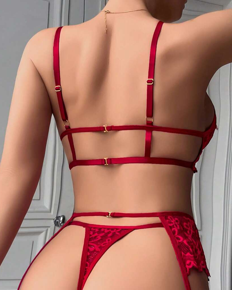 Sexy Lace Chain Harness Lingerie Set