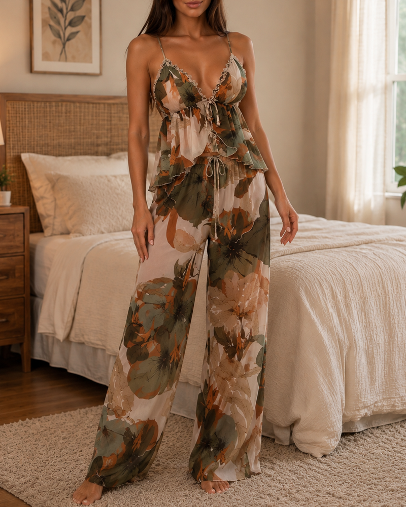 Comfortable Floral Print Camisole Pajama Set Main image