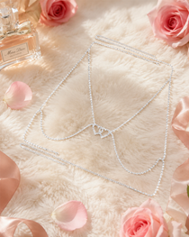 2-Piece Set Sexy Rhinestone Double-Heart Cutout Body Chain