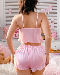 Cute Pink Satin Cami Pajama Set