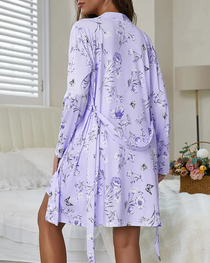 Comfortable Floral Print Cami & Robe Loungewear Set