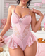 Sexy Lace Bodysuit with 3D Flower Embellishments