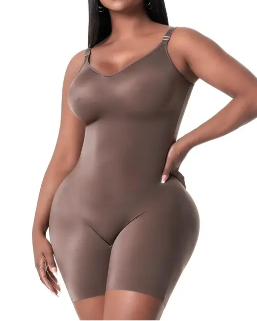 Comfy Tummy Control Shapewear Bodysuit Mid Thigh With Built-In Bra Secondary image