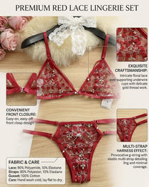 Sexy 3D Floral Embroidery Bra Set