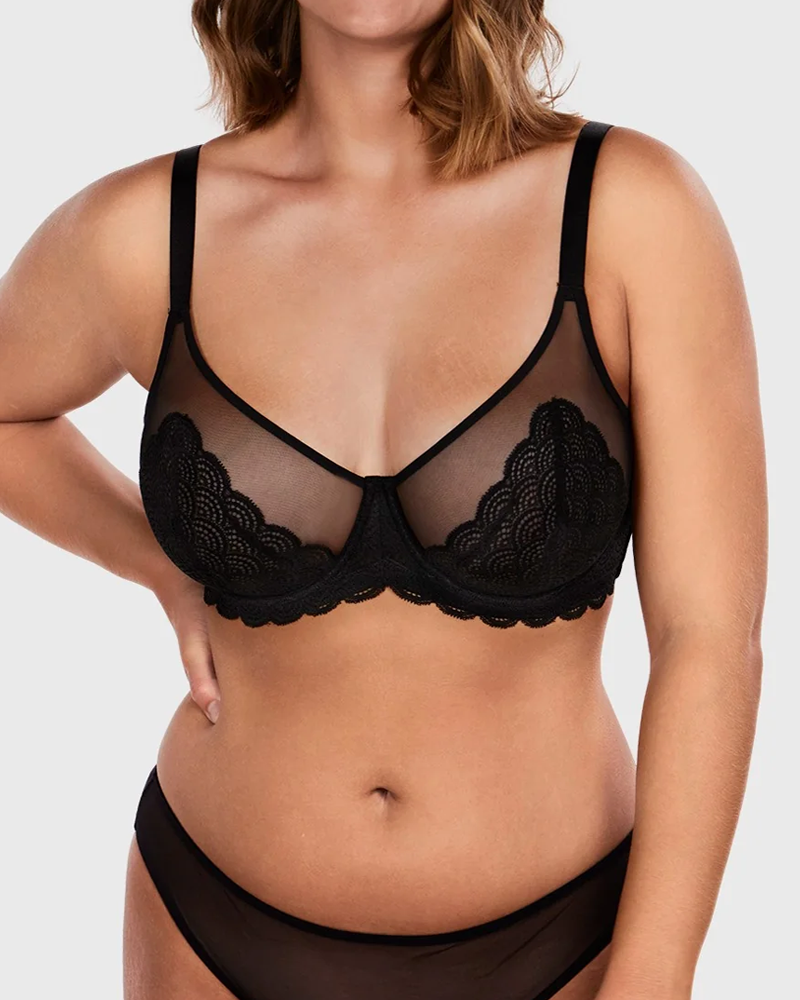Women's Mermaid Scale Lace Unlined Bra Secondary image