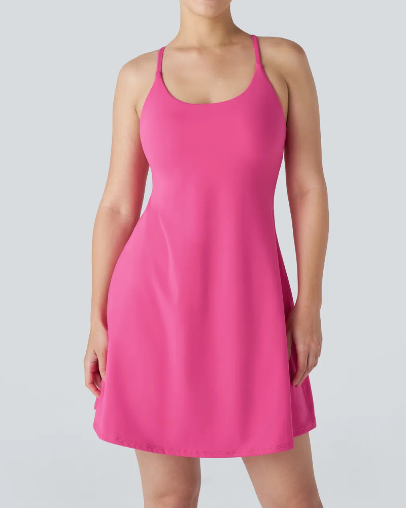 Women's Solid Color Sleeveless Casual Sports Dress with Pocket Shorts Secondary image