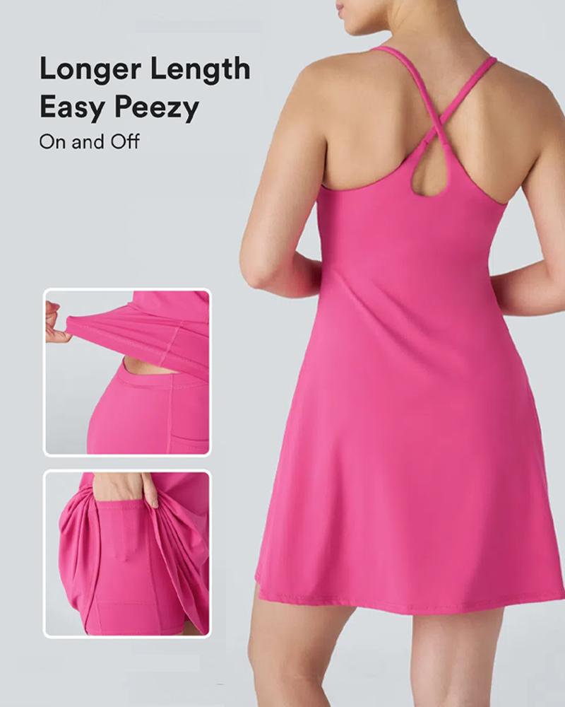 Women's Solid Color Sleeveless Casual Sports Dress with Pocket Shorts Main image