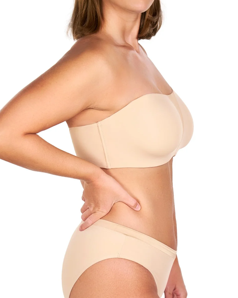 Women's Unlined Seamless Comfort Non-slip Underwire Plus Size Bandeau Strapless Bra Secondary image