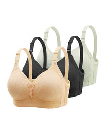 Women's Adjustable Support Straps Wirefree Comfort Push Up Jacquard Bra