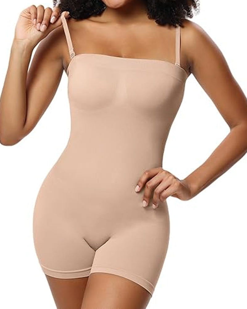 Women's Tummy Control Removable Spaghetti Straps Seamless Bandeau Bodycon Shorts Body Shaper Main image