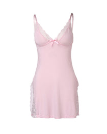 Women's Sexy Lace Side Slit Modal Suspender Nightdress