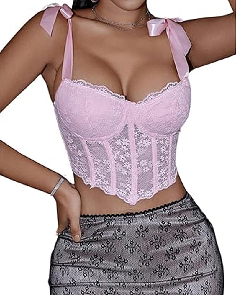 Women's Sexy Lace Floral Bodycon Tube Top Secondary image