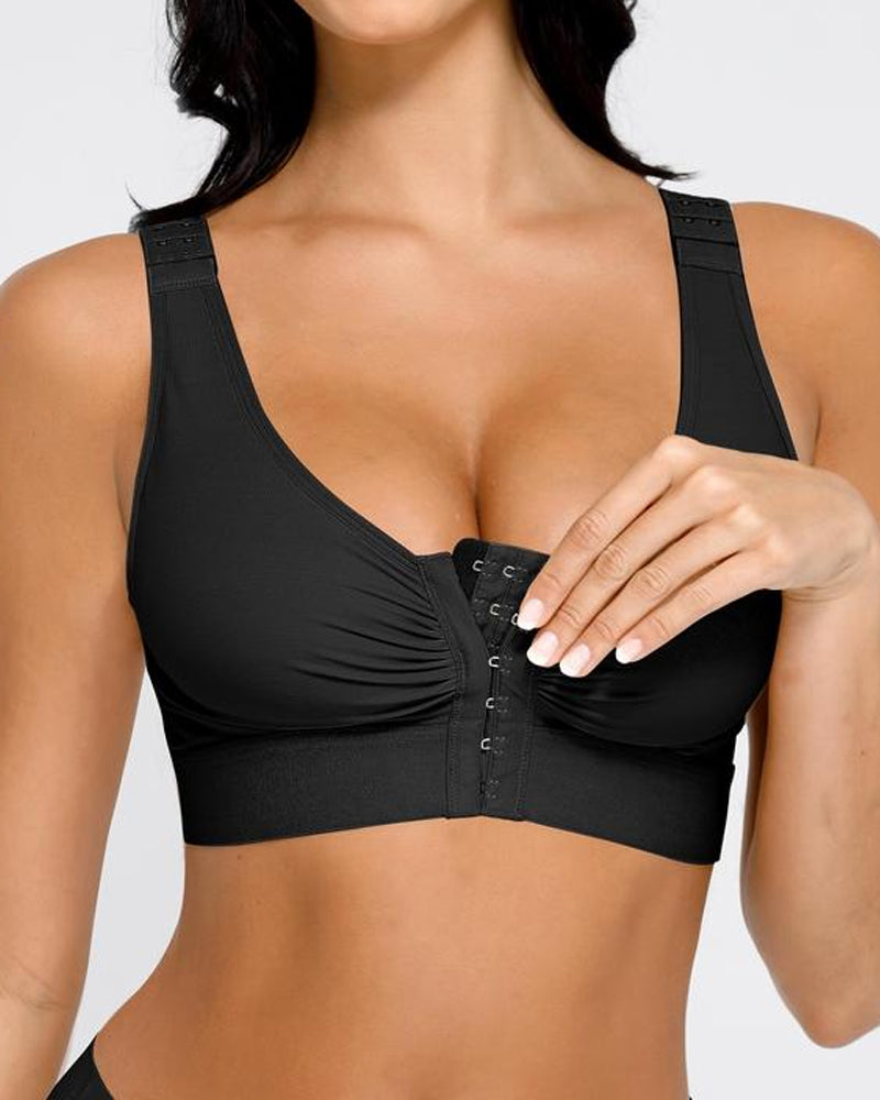Women's Front-Opening Adjustable Shoulder Straps Without Steel Ring Post-Operative Compression Bra Secondary image