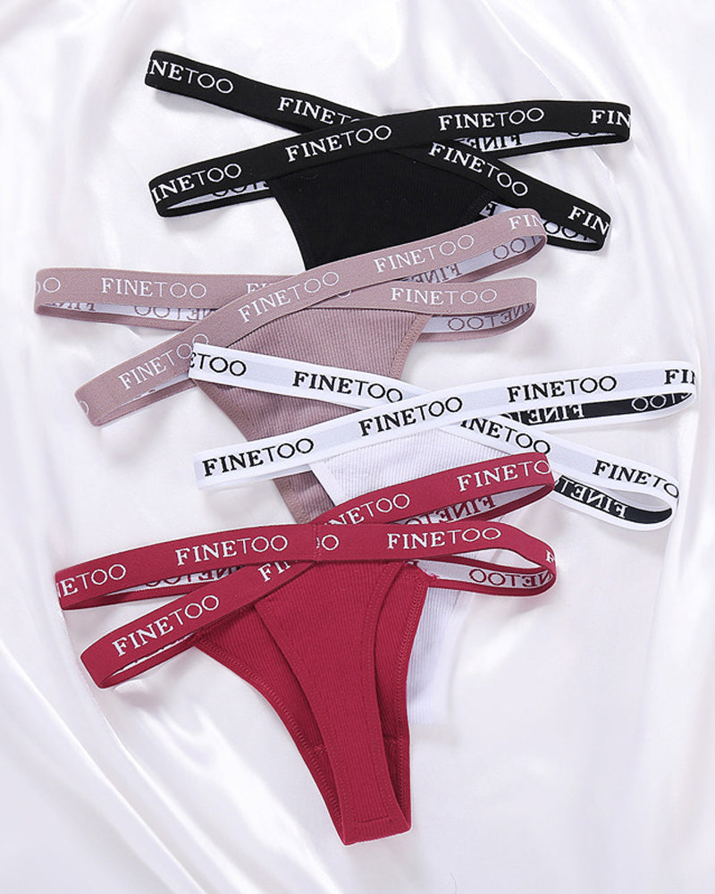 Women's Cotton High Waist Sexy Letter Printed Cross Sports Belt Thong Secondary image