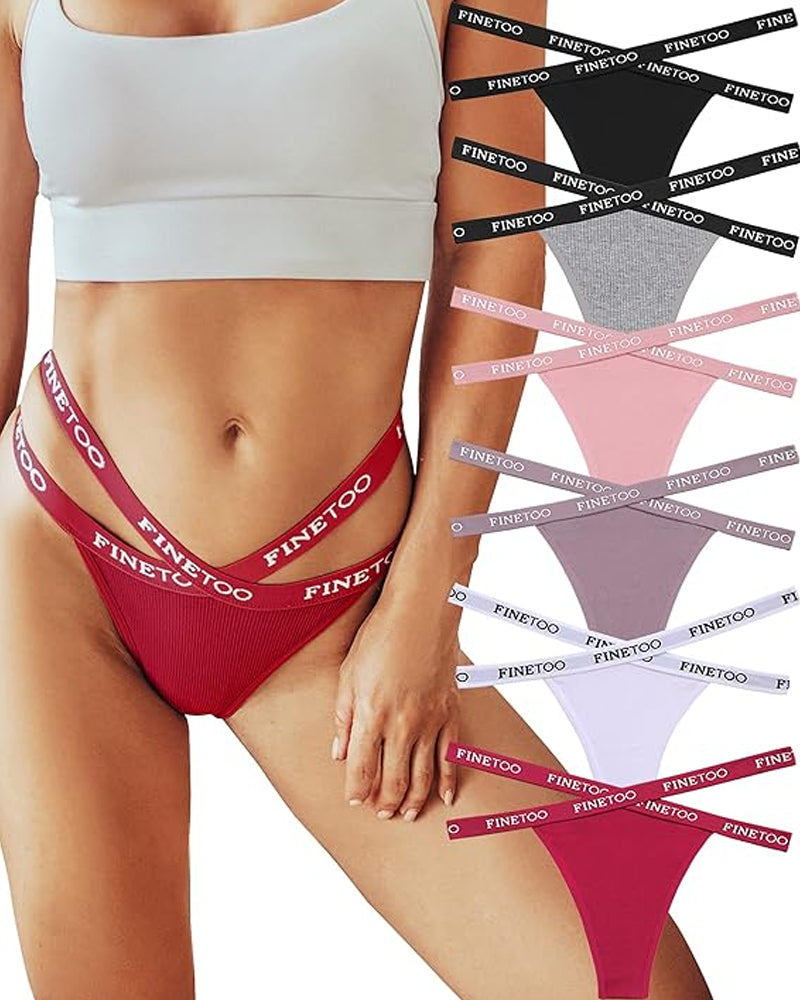 Women's Cotton High Waist Sexy Letter Printed Cross Sports Belt Thong Main image