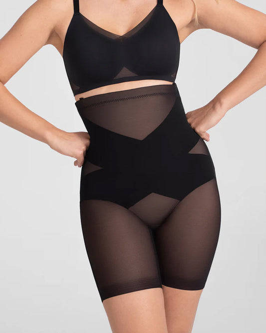 High Waist Double Layer Body Shaping Mesh Tight Tummy Lifting Breathable Shorts