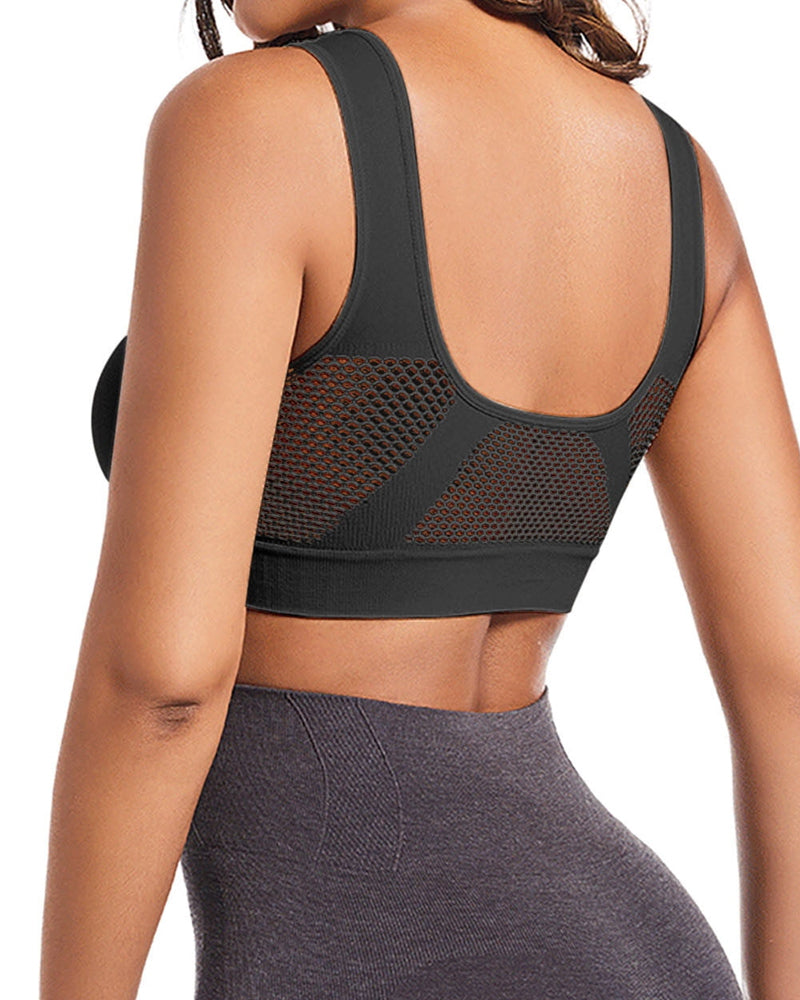 Women's Front-Clasp Plus Size High Support Back Mesh Breathable Wire-Free Sports Bra Secondary image