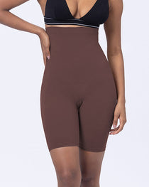 Women's Mid-Rise Seamless Tummy-Control Butt Lift Height-Shaping Elastic Tight Shorts