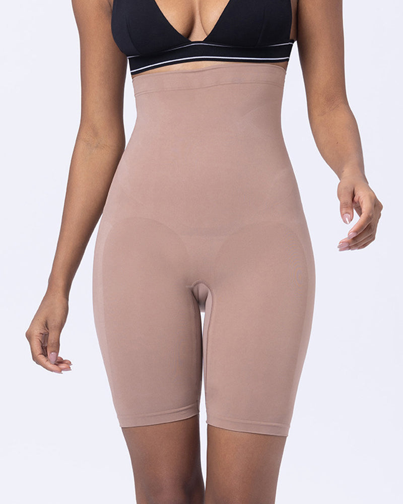 Women's Mid-Rise Seamless Tummy-Control Butt Lift Height-Shaping Elastic Tight Shorts Main image