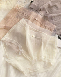 Summer Thin Quick-Drying Translucent Mesh Seamless Cotton Crotch Underwear