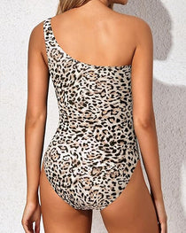 Women's Tummy-Control Mesh One-Shoulder One-Piece Swimsuit