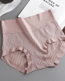 Women's Pure Cotton Antibacterial Crotch High Waist Light Belly Underwear