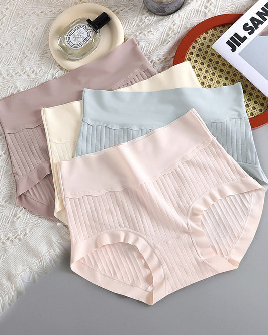 Women's Pure Cotton Antibacterial Crotch High Waist Light Belly Underwear