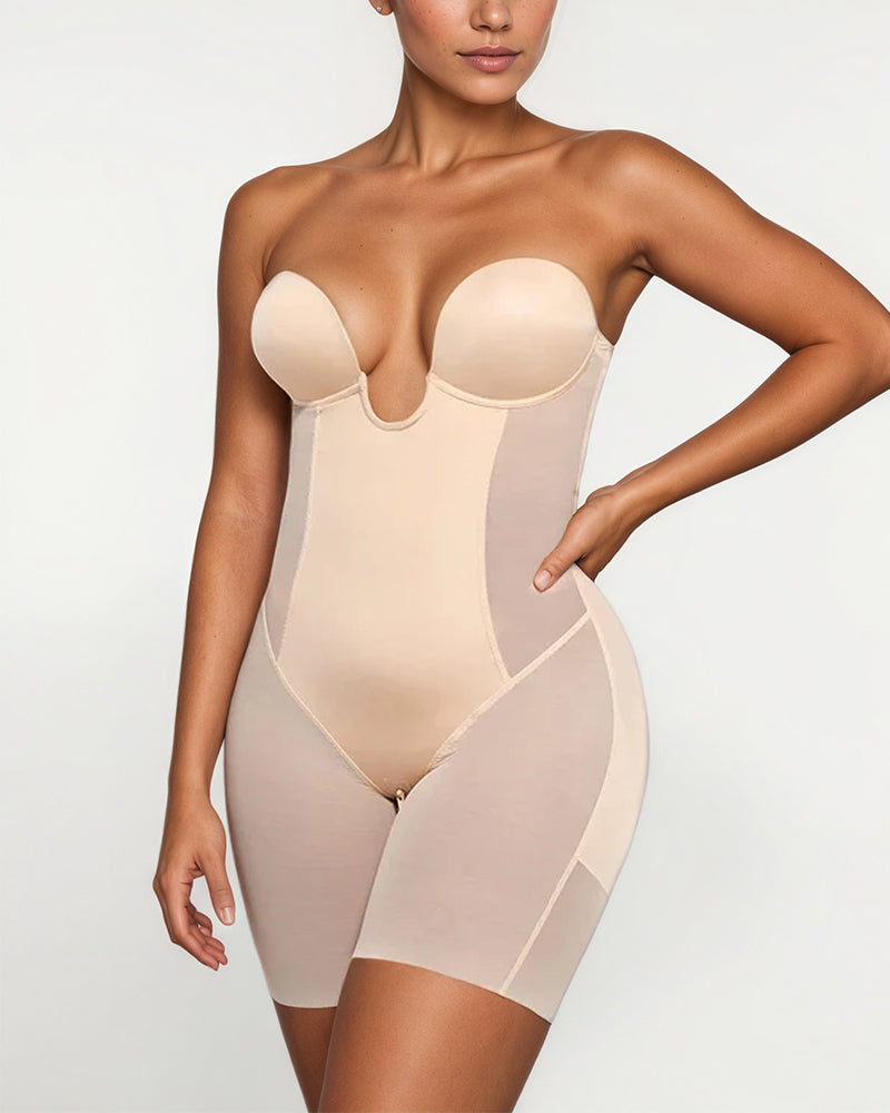 Women's Adjustable Straps Deep V Tummy Control Backless Crotch Zipper All-in-One Body Shaper Main image