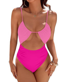 Women's Sexy Belly-Control Solid Color One-Piece Swimsuit