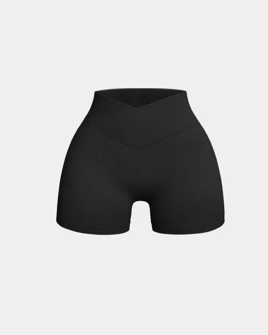 Ribbed High Waist Solid Skinny Yoga Sport Shorts