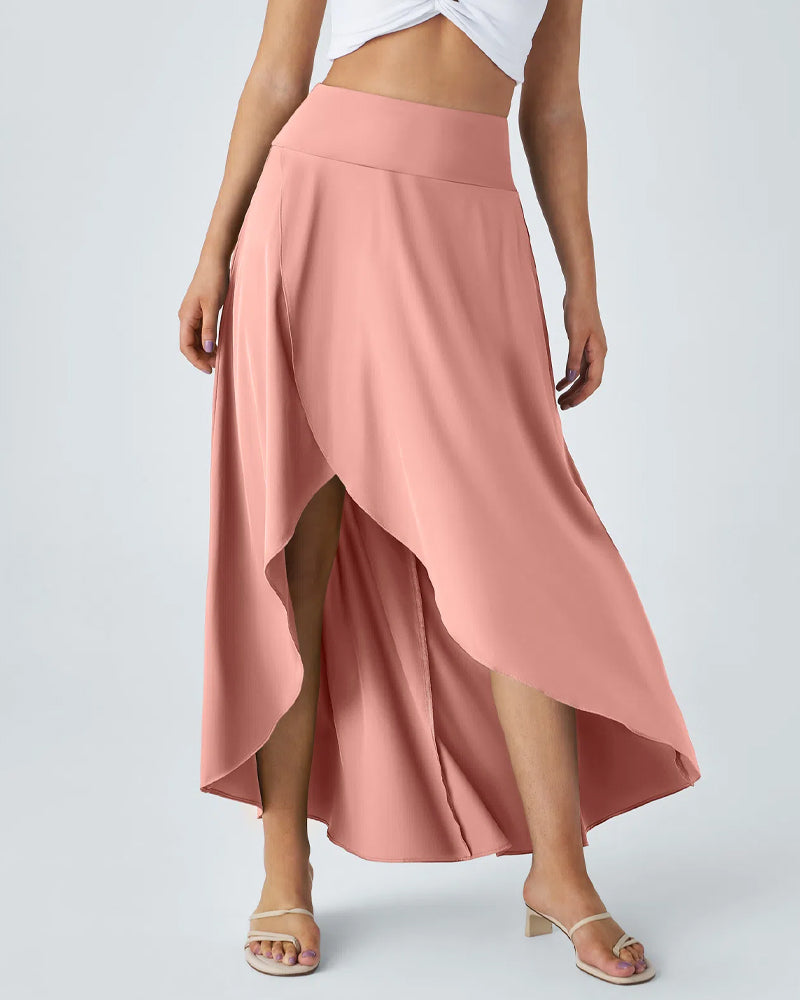 High Waist High and Low Ruffles Two-In-One Elegant Quick-Drying Casual Irregular Beach Holiday Long Skirt Main image