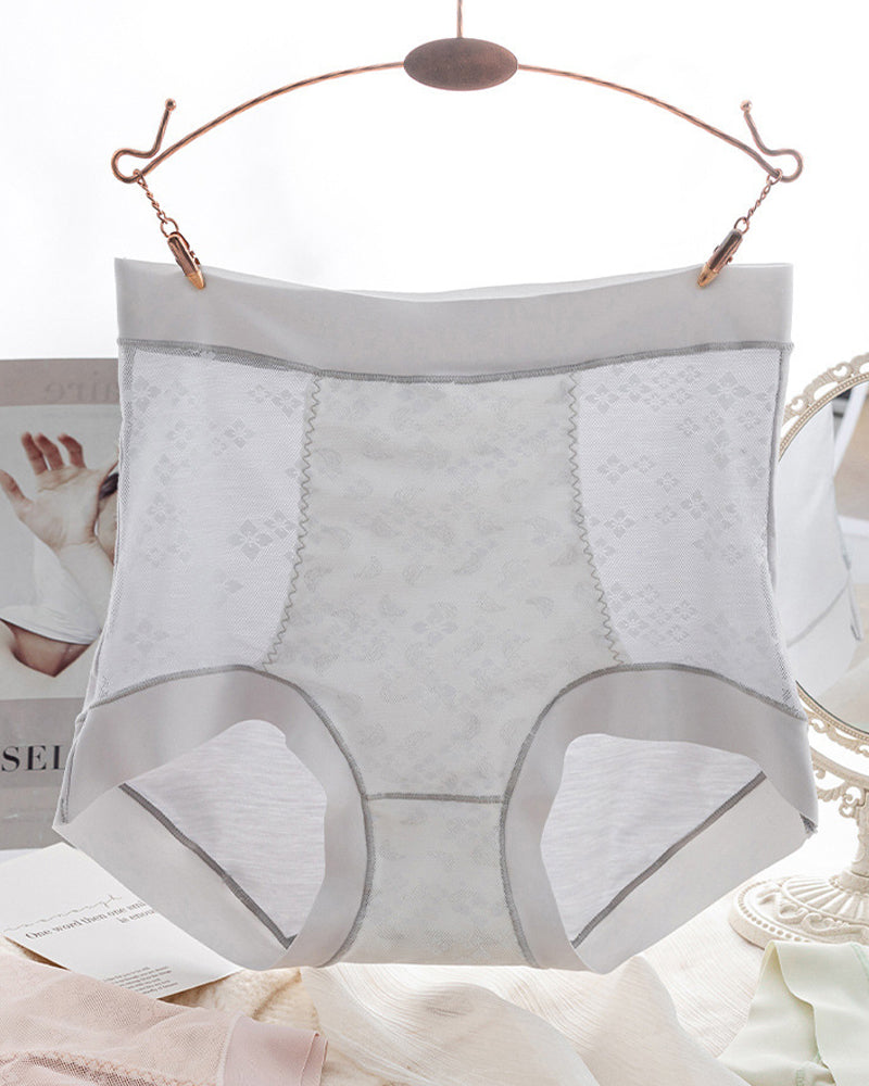 Mulberry Silk Protein 7A Antibacterial High Waist Tummy Tuck Lace Breathable Panties Secondary image