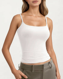 Women's Square Neck Adjustable Spaghetti Strap Sleeveless Tank Top