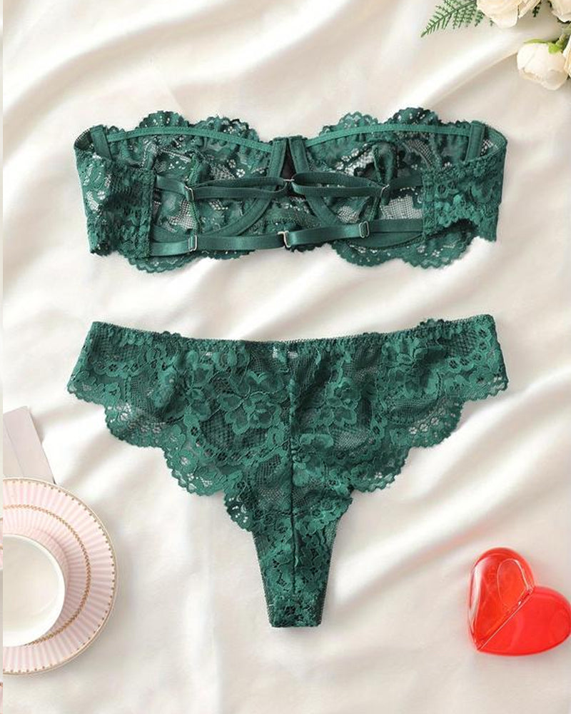 Women's Floral Lace Sexy Lingerie Breathable Comfort Underwear Set Secondary image