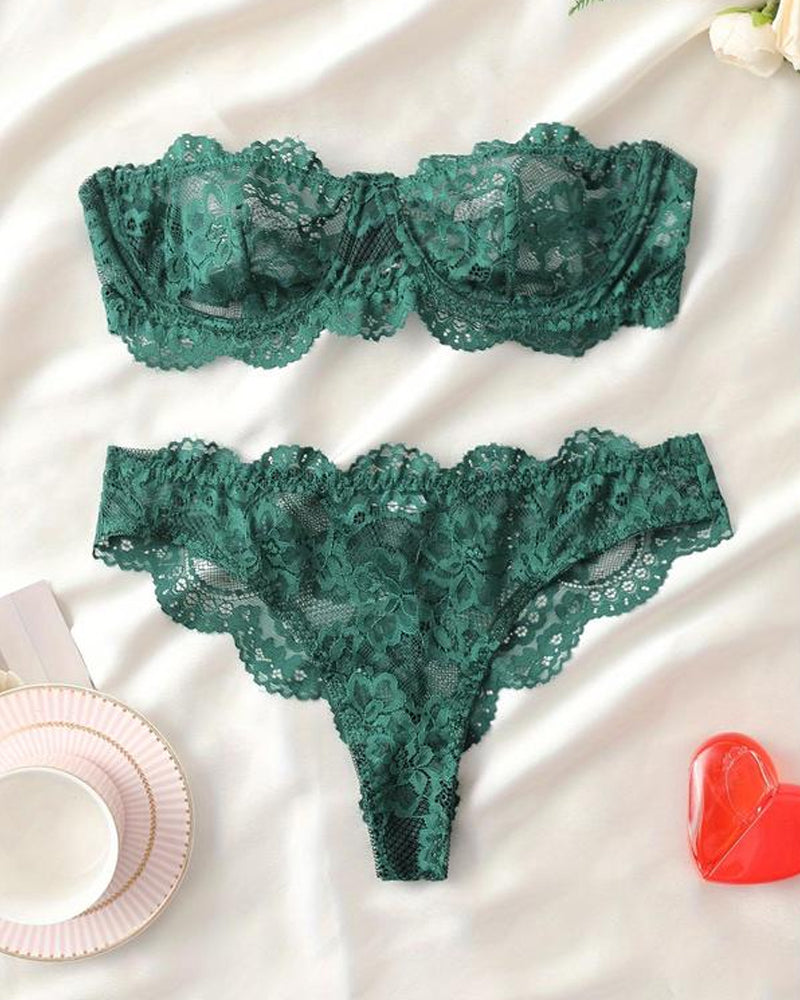 Women's Floral Lace Sexy Lingerie Breathable Comfort Underwear Set Main image