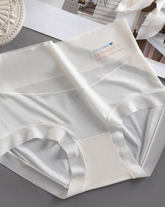 Women's High Waist Ice Silk Pure Cotton Antibacterial Crotch Seamless Underwear