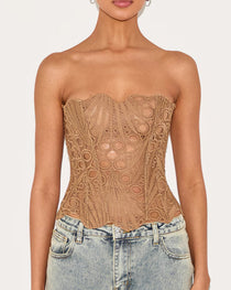 Ladies Elegant Lace Back Tie-up Tube Top Tummy Shaper Top