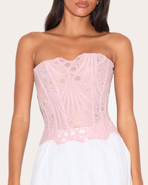 Ladies Elegant Lace Back Tie-up Tube Top Tummy Shaper Top